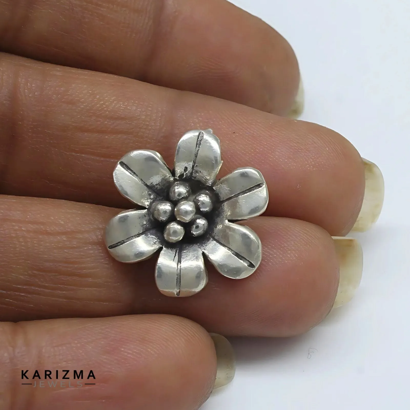 925 Sterling Silver Oxidized Excellent flower Charm with black thread Women single Anklet