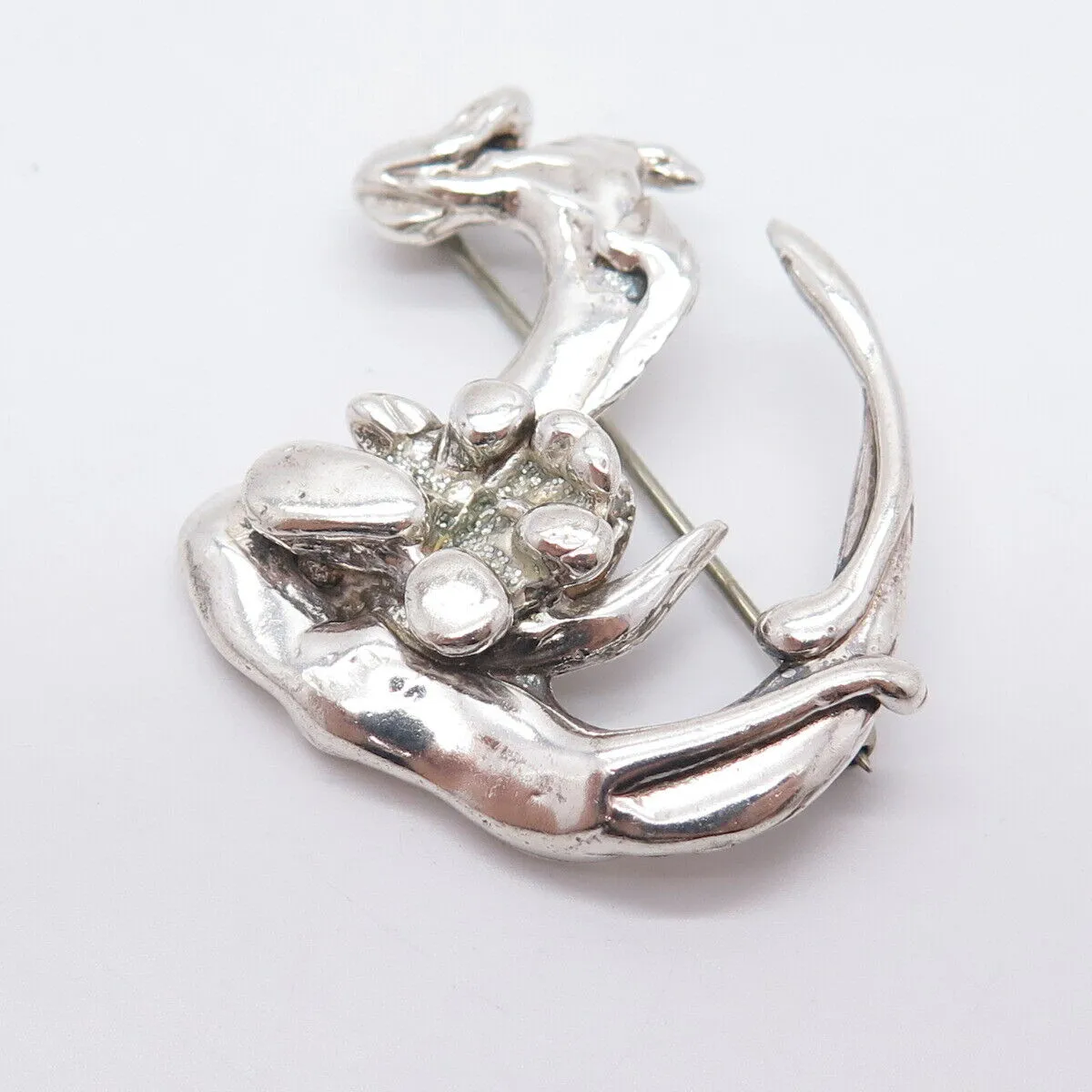 925 Sterling Silver Vintage Abstract Dragon Pin Brooch