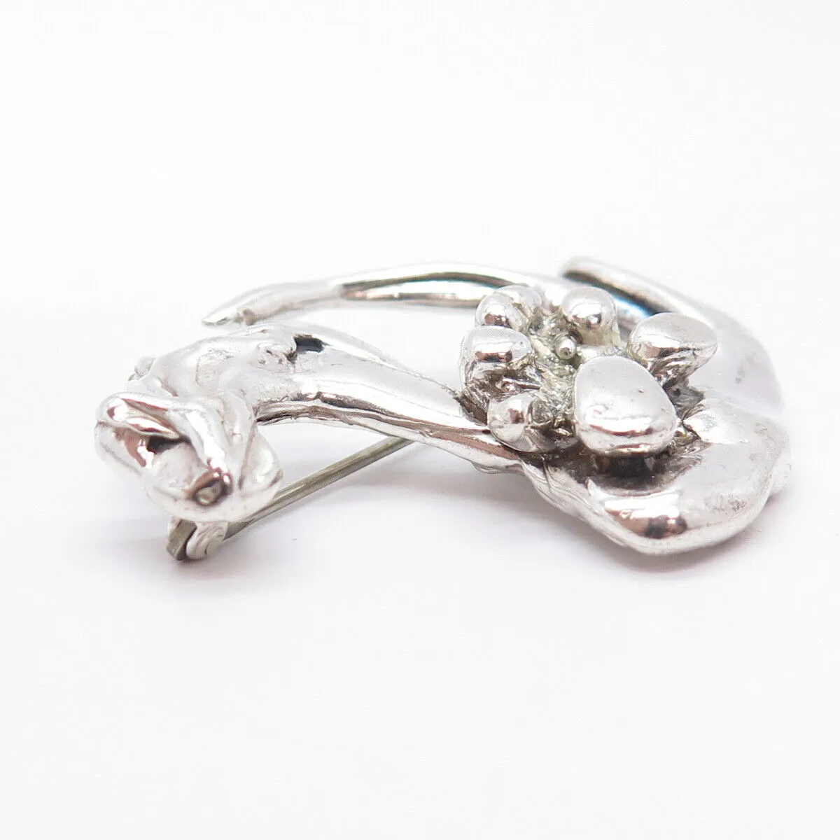 925 Sterling Silver Vintage Abstract Dragon Pin Brooch