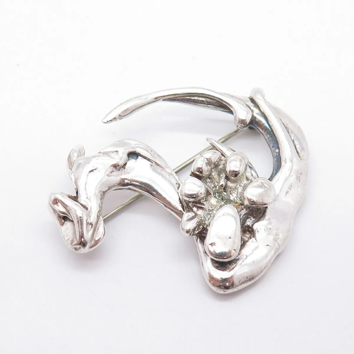 925 Sterling Silver Vintage Abstract Dragon Pin Brooch