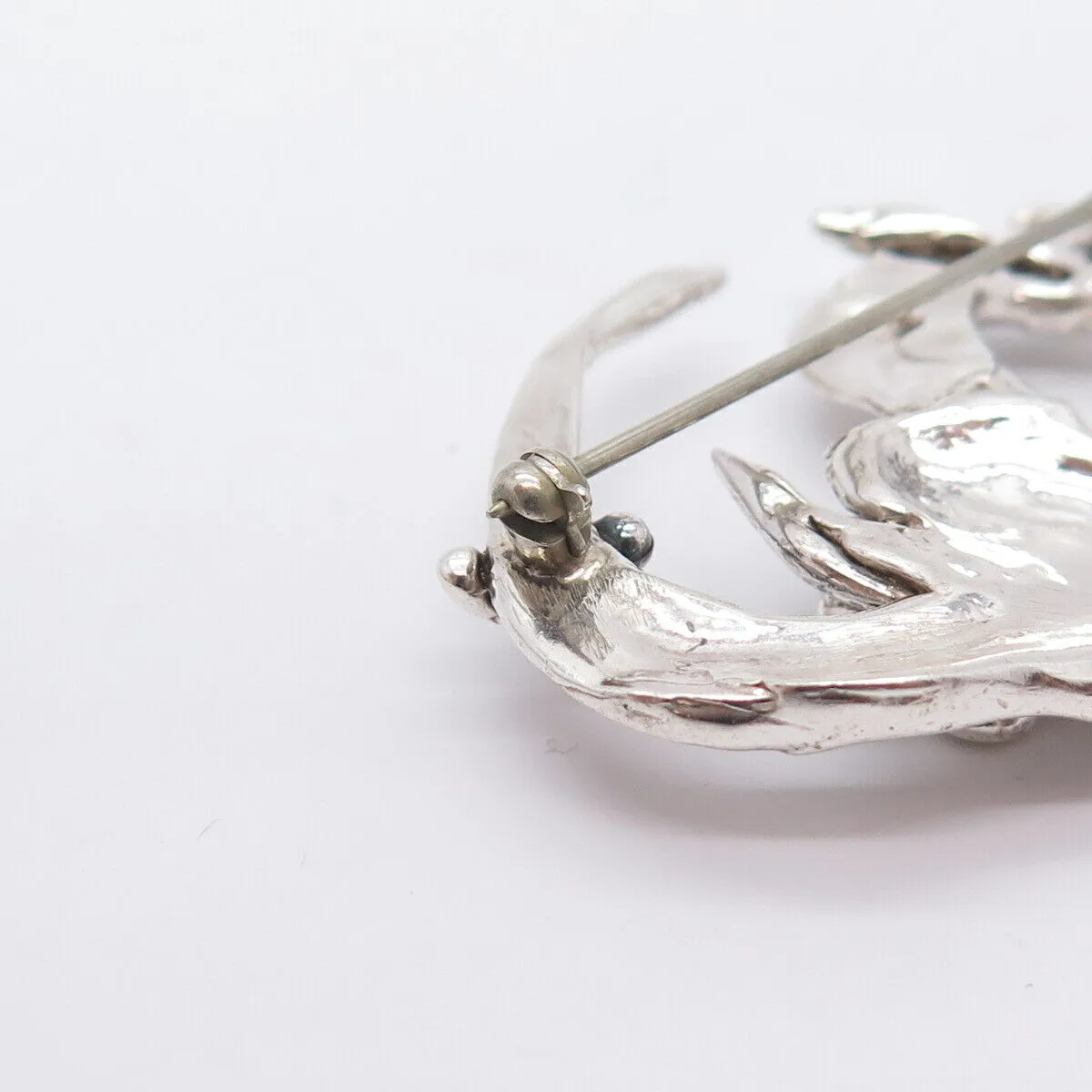 925 Sterling Silver Vintage Abstract Dragon Pin Brooch