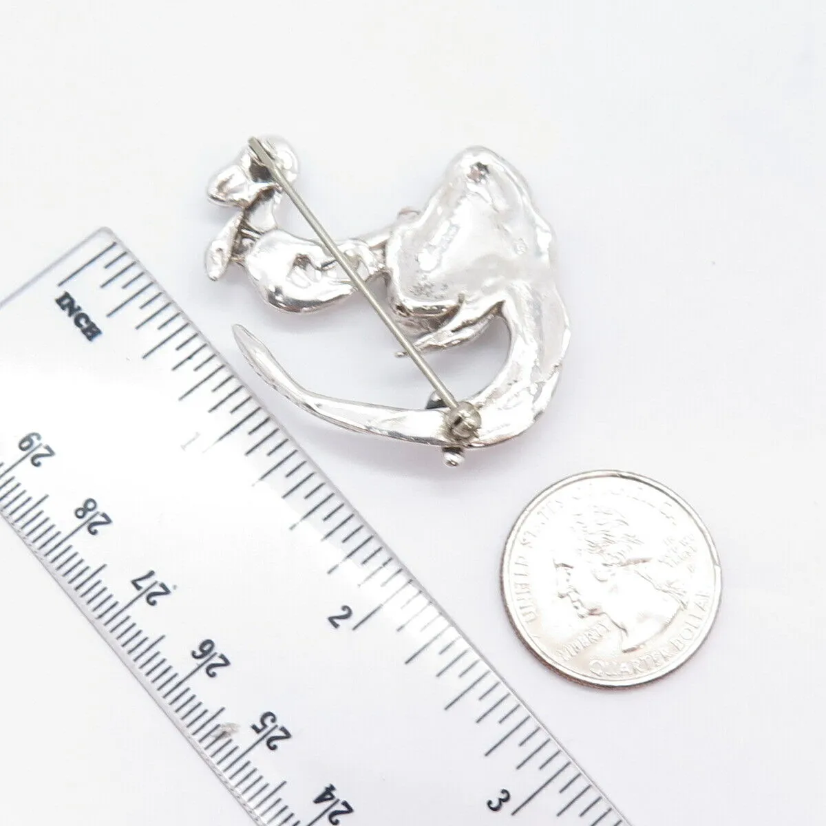 925 Sterling Silver Vintage Abstract Dragon Pin Brooch
