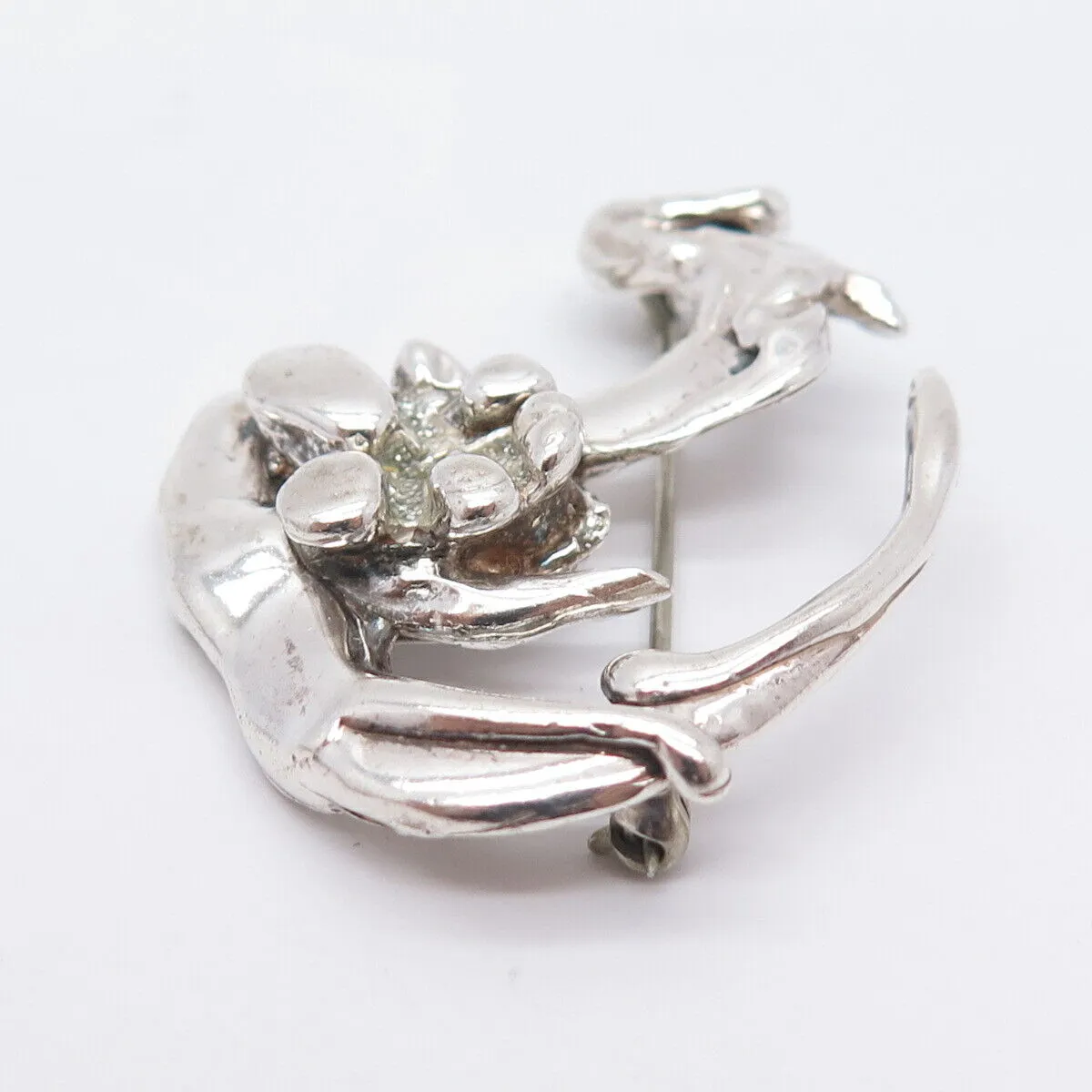 925 Sterling Silver Vintage Abstract Dragon Pin Brooch