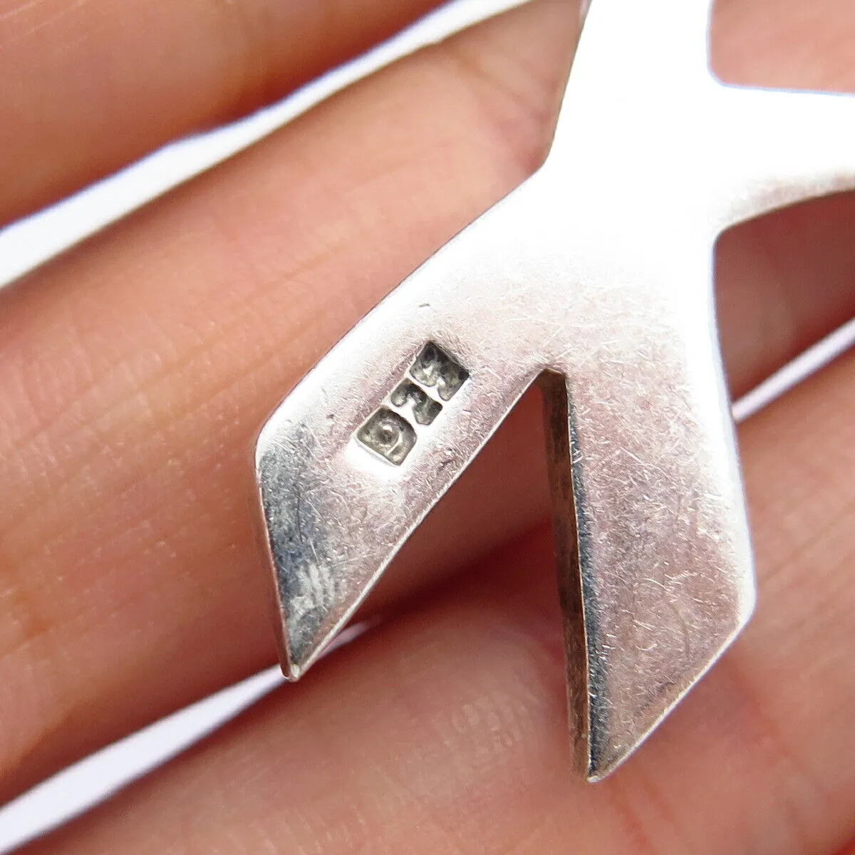 925 Sterling Silver Vintage Abstract Heart Design Pin Brooch