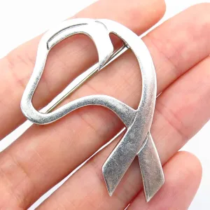 925 Sterling Silver Vintage Abstract Heart Design Pin Brooch