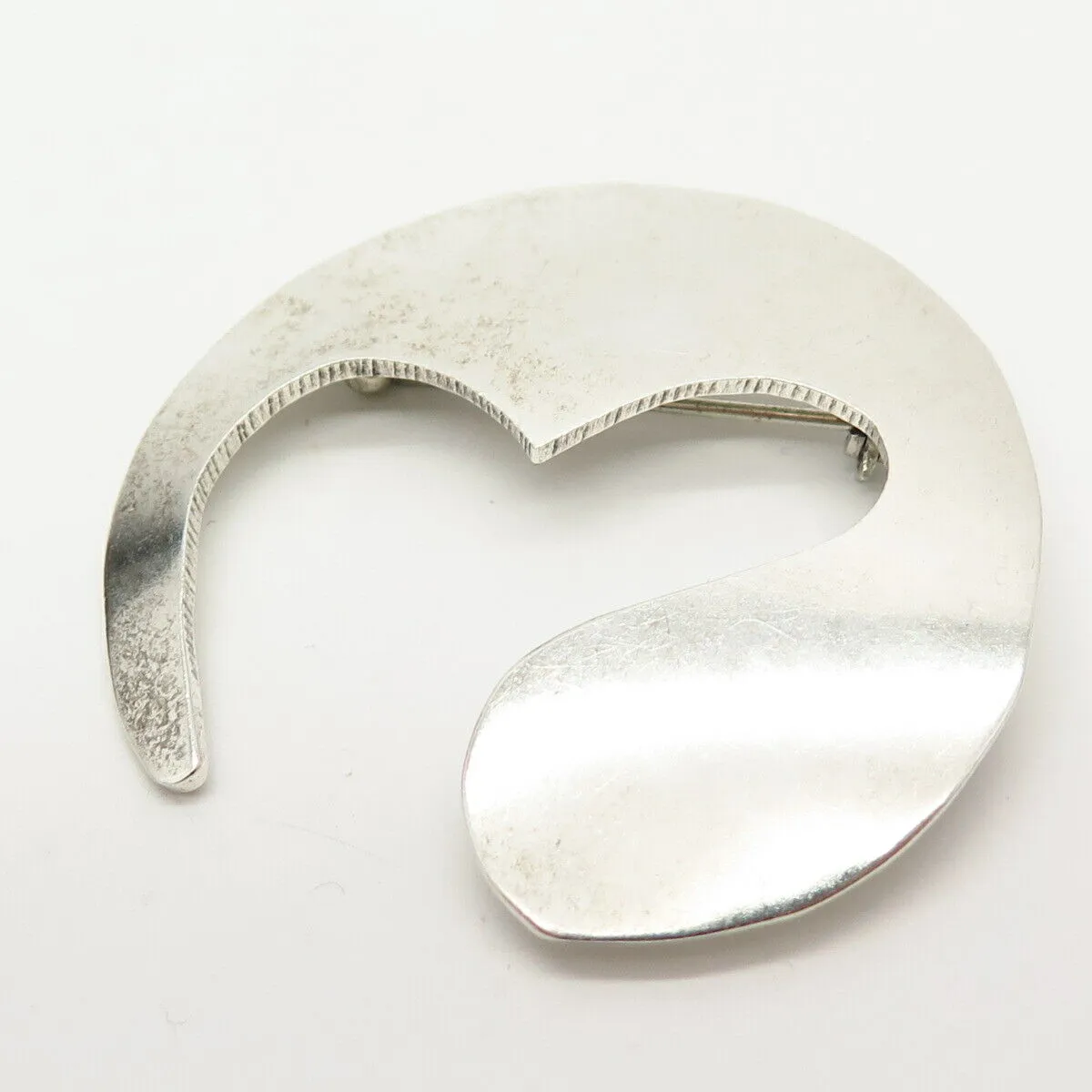 925 Sterling Silver Vintage Mexico Abstract Heart Modernist Design Pin Brooch