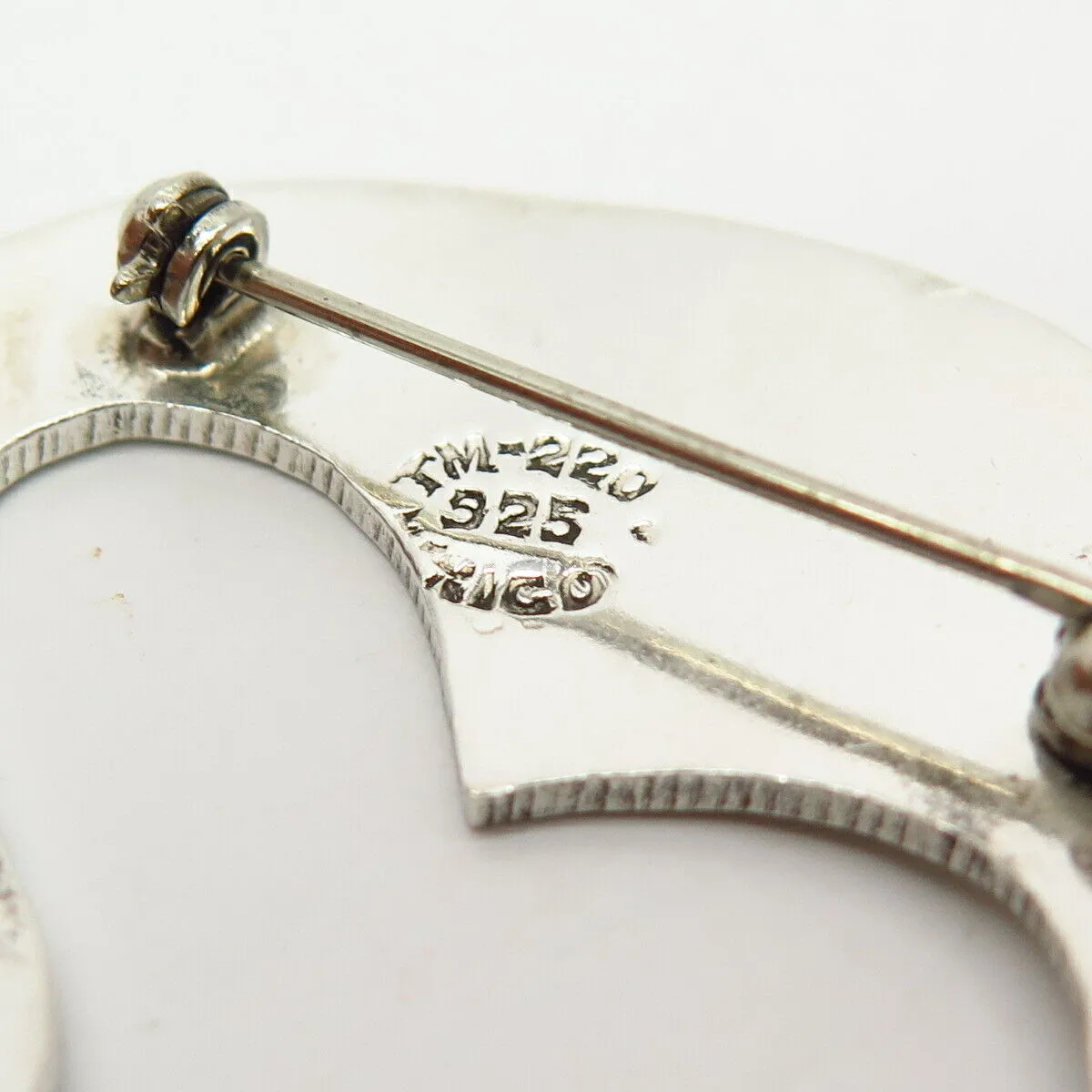 925 Sterling Silver Vintage Mexico Abstract Heart Modernist Design Pin Brooch