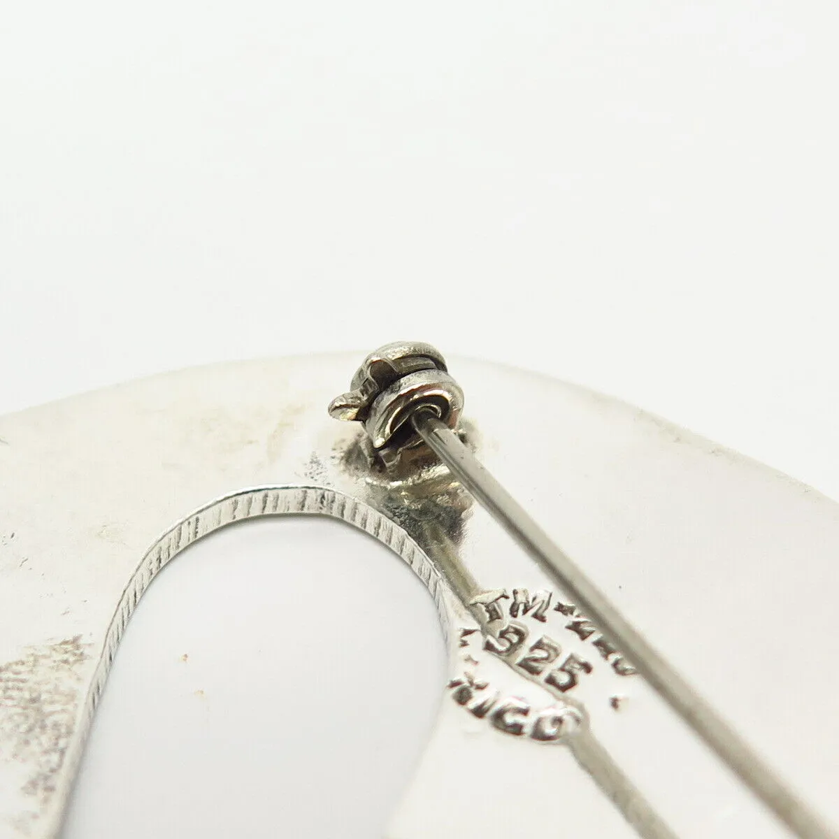 925 Sterling Silver Vintage Mexico Abstract Heart Modernist Design Pin Brooch