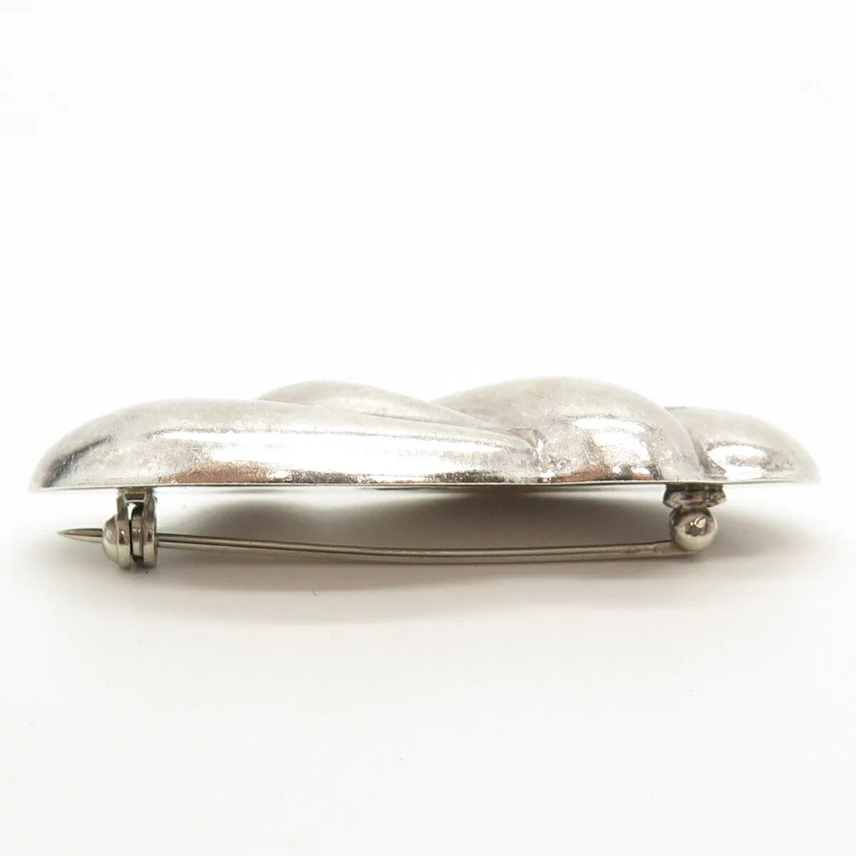 925 Sterling Silver Vintage Mexico Hollow Abstract Swirl Pin Brooch