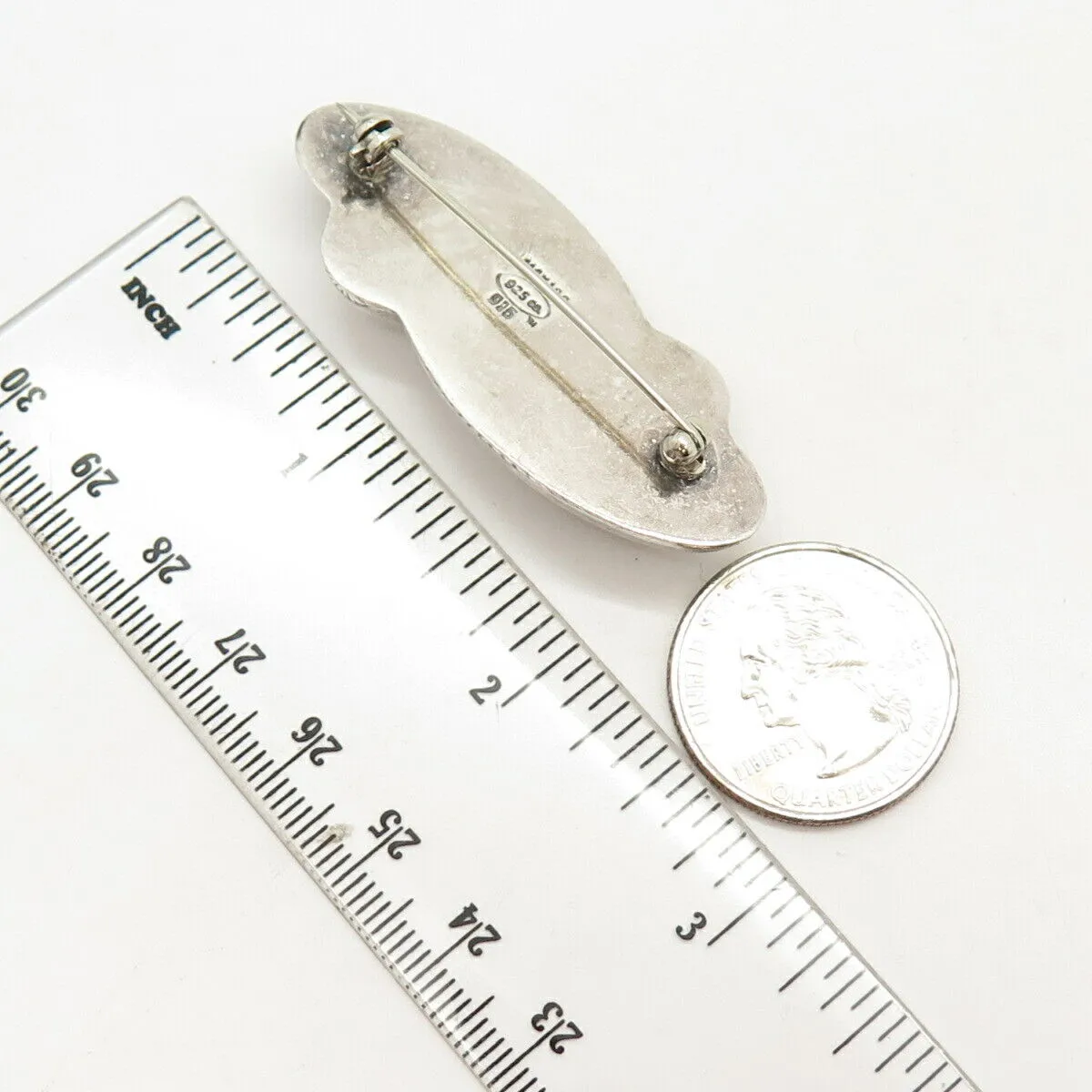 925 Sterling Silver Vintage Mexico Hollow Abstract Swirl Pin Brooch