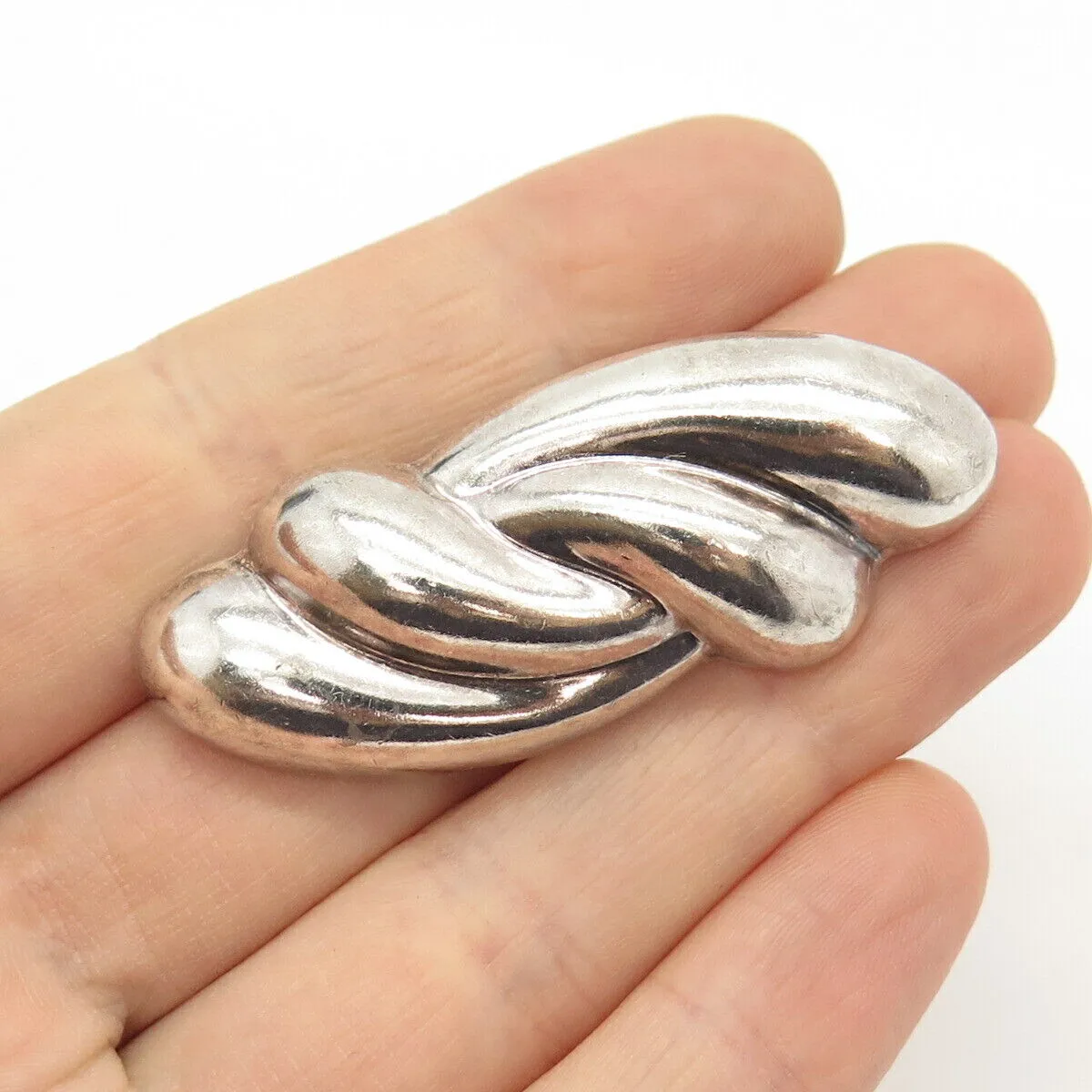 925 Sterling Silver Vintage Mexico Hollow Abstract Swirl Pin Brooch