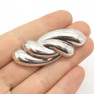 925 Sterling Silver Vintage Mexico Hollow Abstract Swirl Pin Brooch
