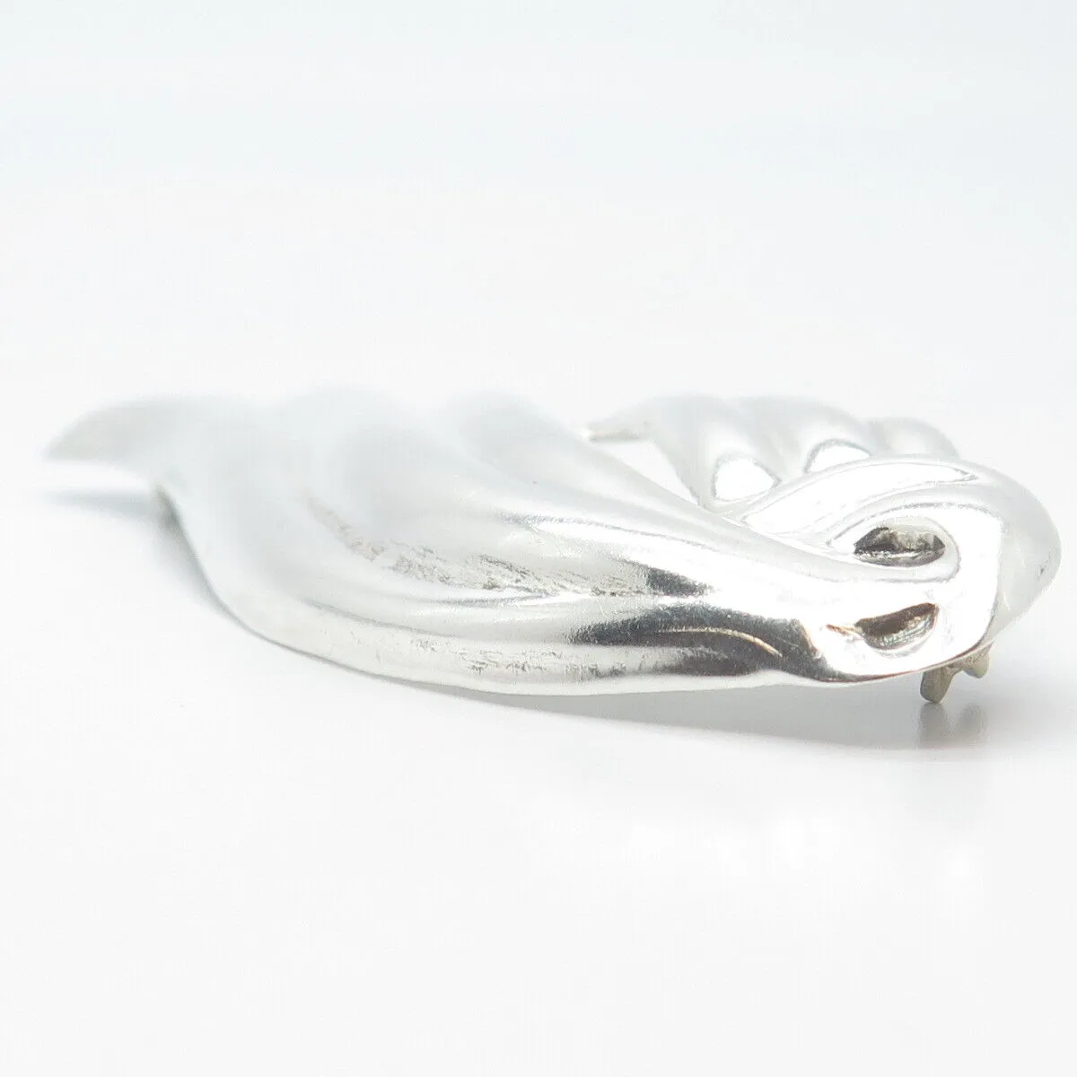 925 Sterling Silver Vintage Mexico Ribbed Abstract Wing Pin Brooch