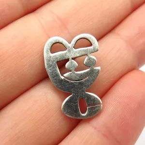 925 Sterling Silver Vintage Tribal Abstract Design Pin