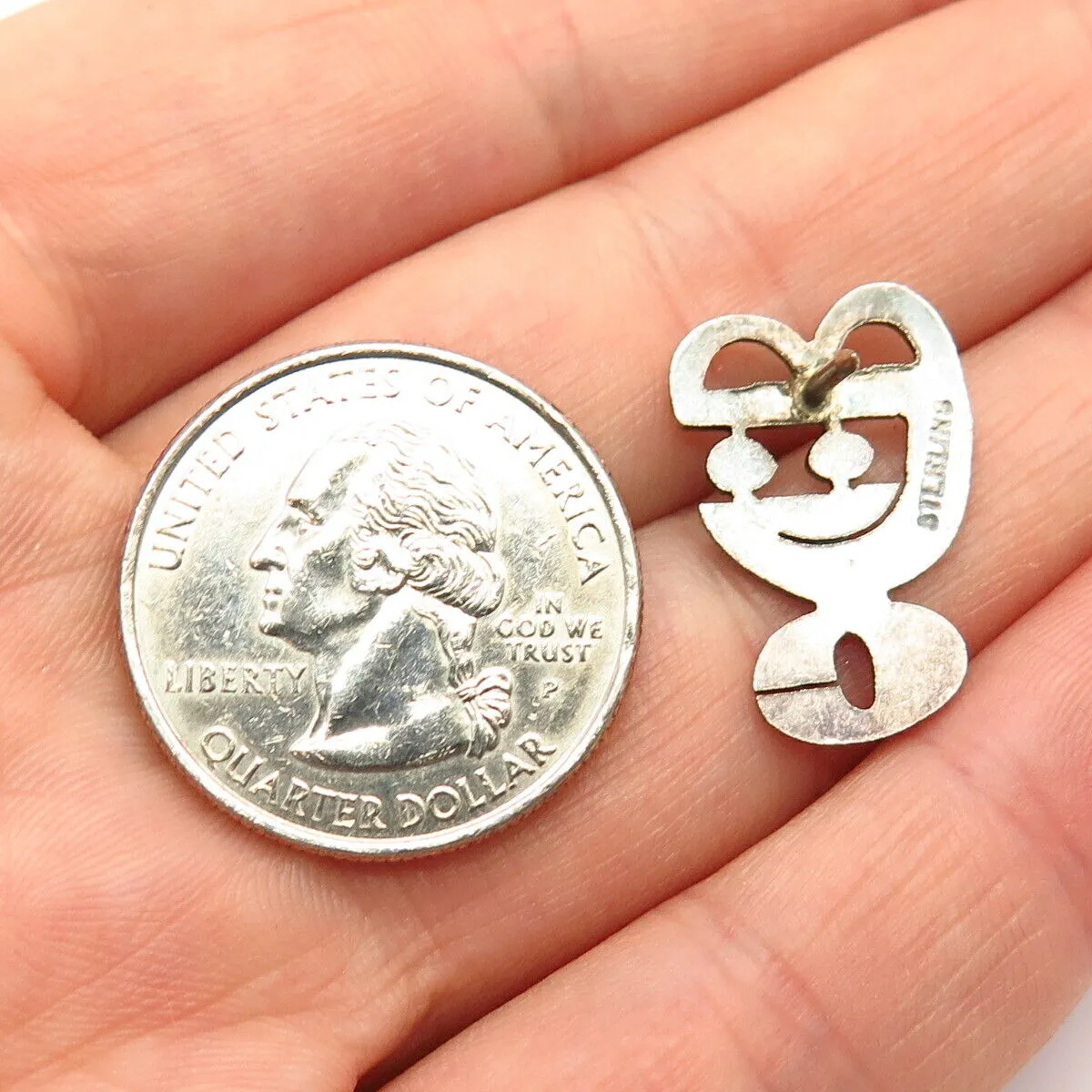 925 Sterling Silver Vintage Tribal Abstract Design Pin