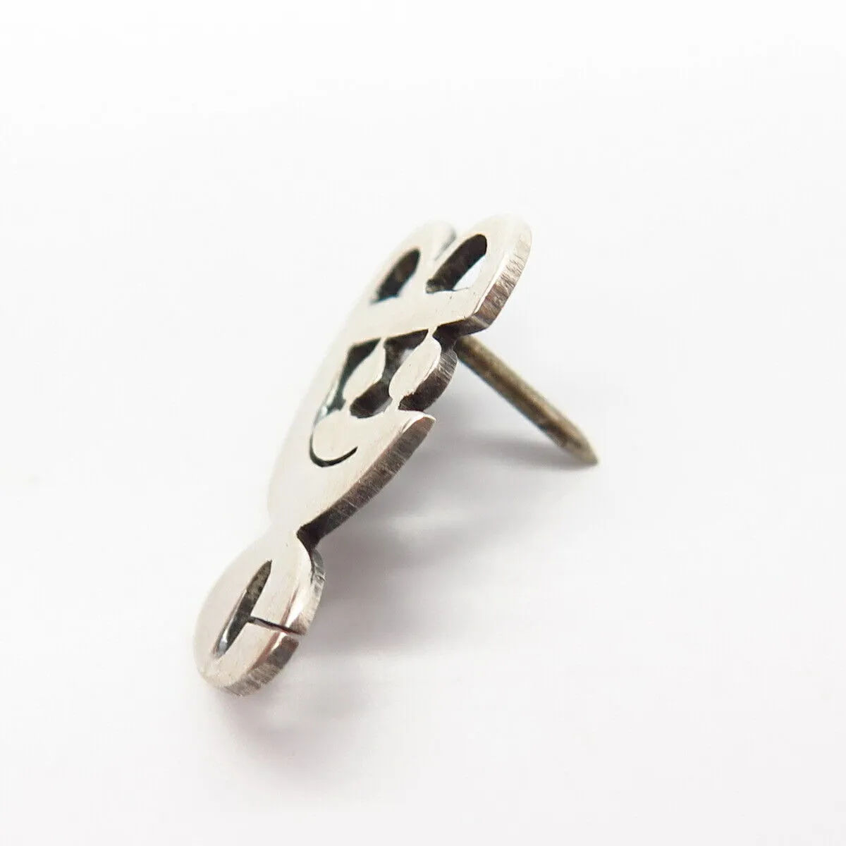 925 Sterling Silver Vintage Tribal Abstract Design Pin