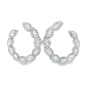 9ct White Gold 3/4 Circle Earrings with Marquise and Round Lab Grown Diamonds TDW= 1.85ct approx