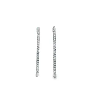 9ct White Gold Inside/ Outside Lab Grown Diamond Hoop Earrings TDW= 1.30ct