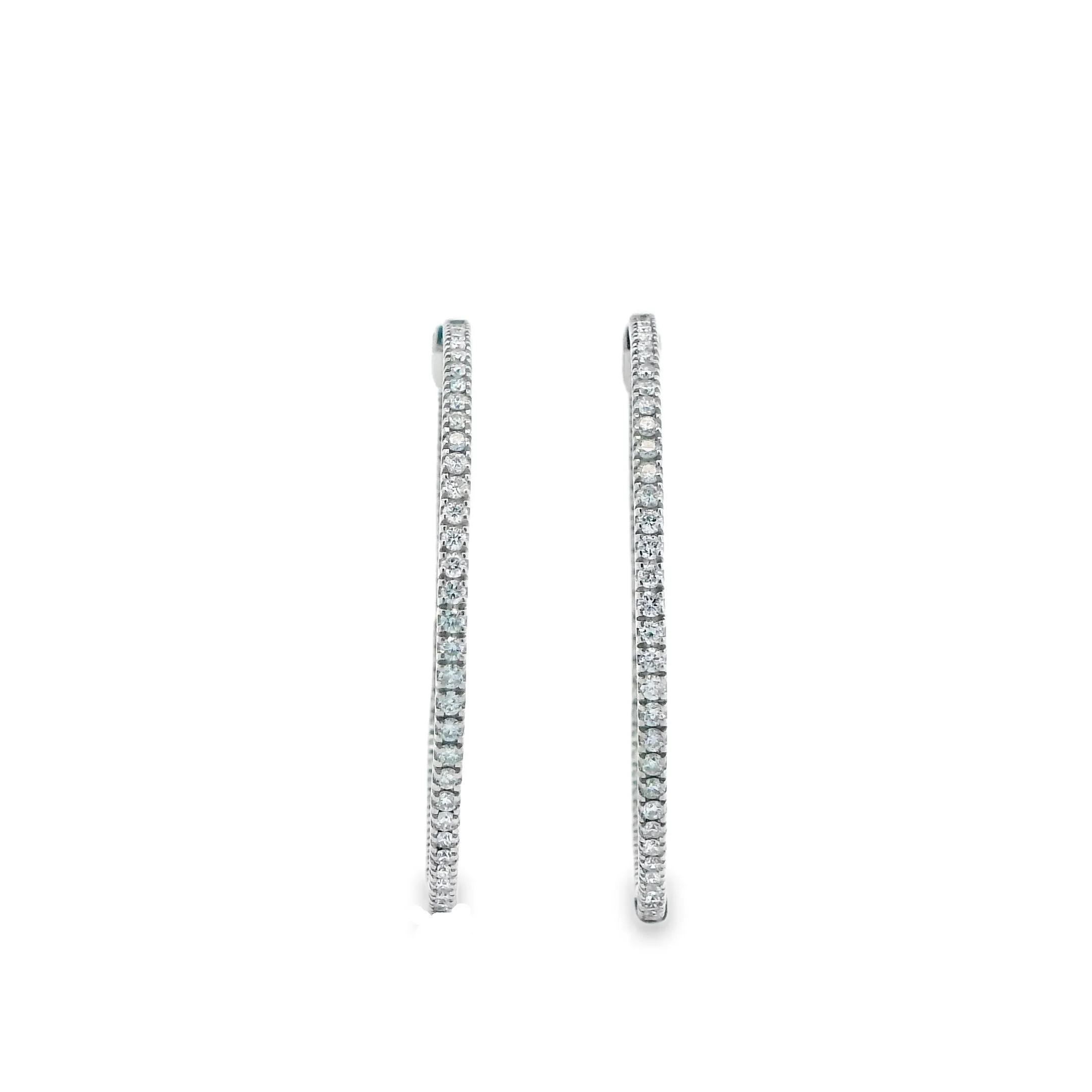 9ct White Gold Inside/ Outside Lab Grown Diamond Hoop Earrings TDW= 1.30ct