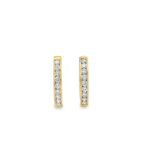9ct Yellow Gold Channel Set Lab Grown Diamond Hoop Earrings TDW=0.60ct