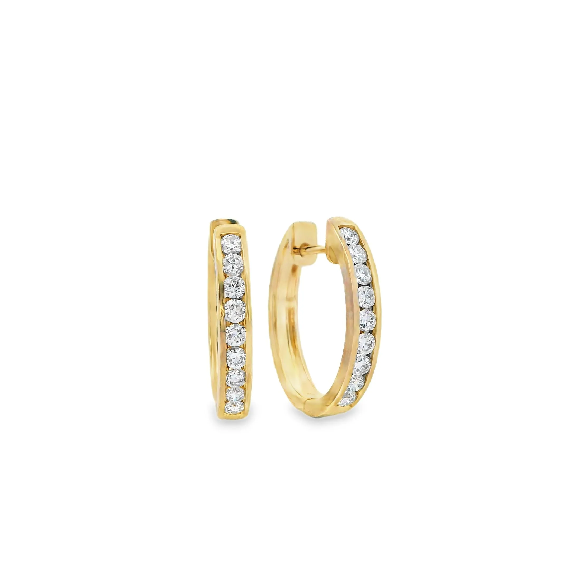 9ct Yellow Gold Channel Set Lab Grown Diamond Hoop Earrings TDW=0.60ct