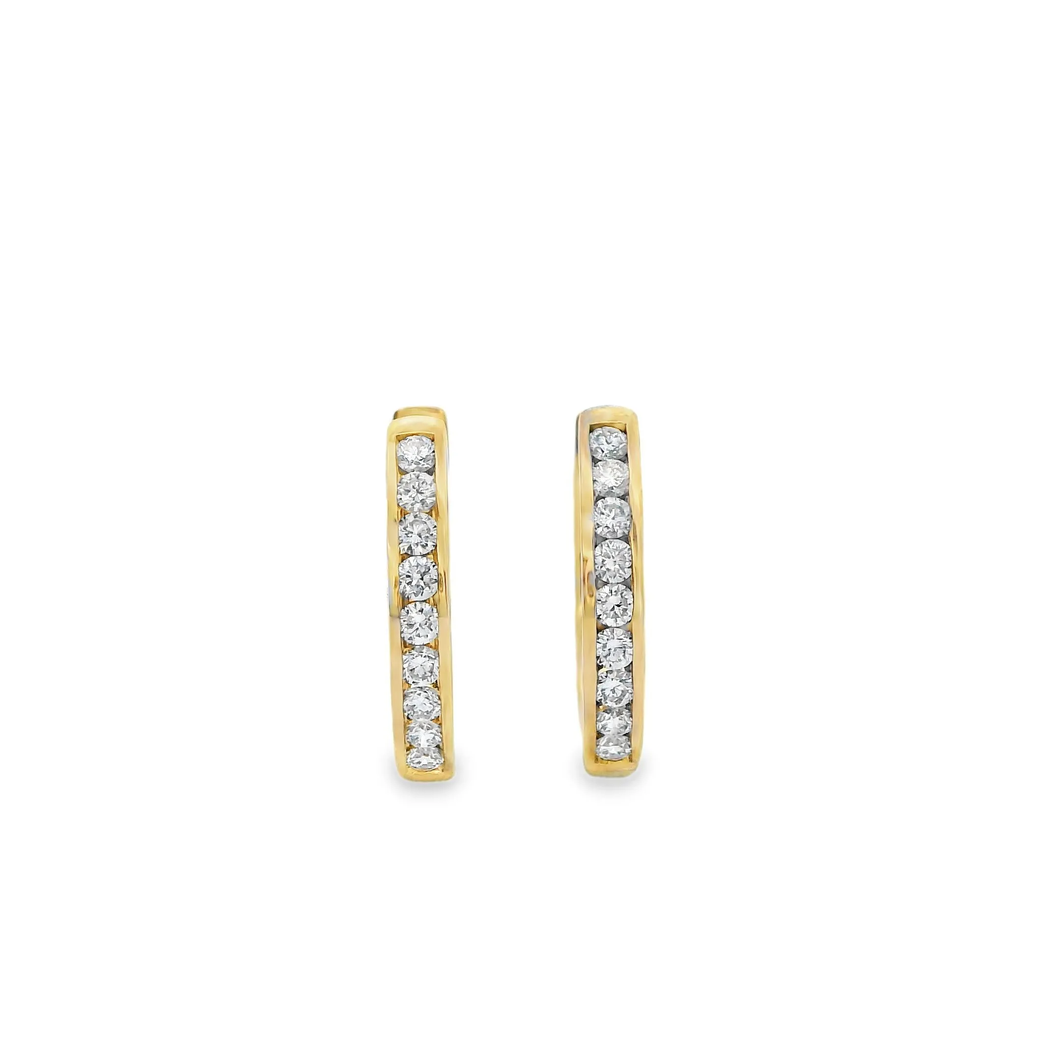 9ct Yellow Gold Channel Set Lab Grown Diamond Hoop Earrings TDW=0.60ct
