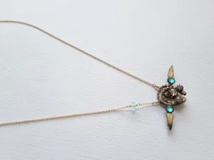 a wonder | antique blue paste brooch necklace
