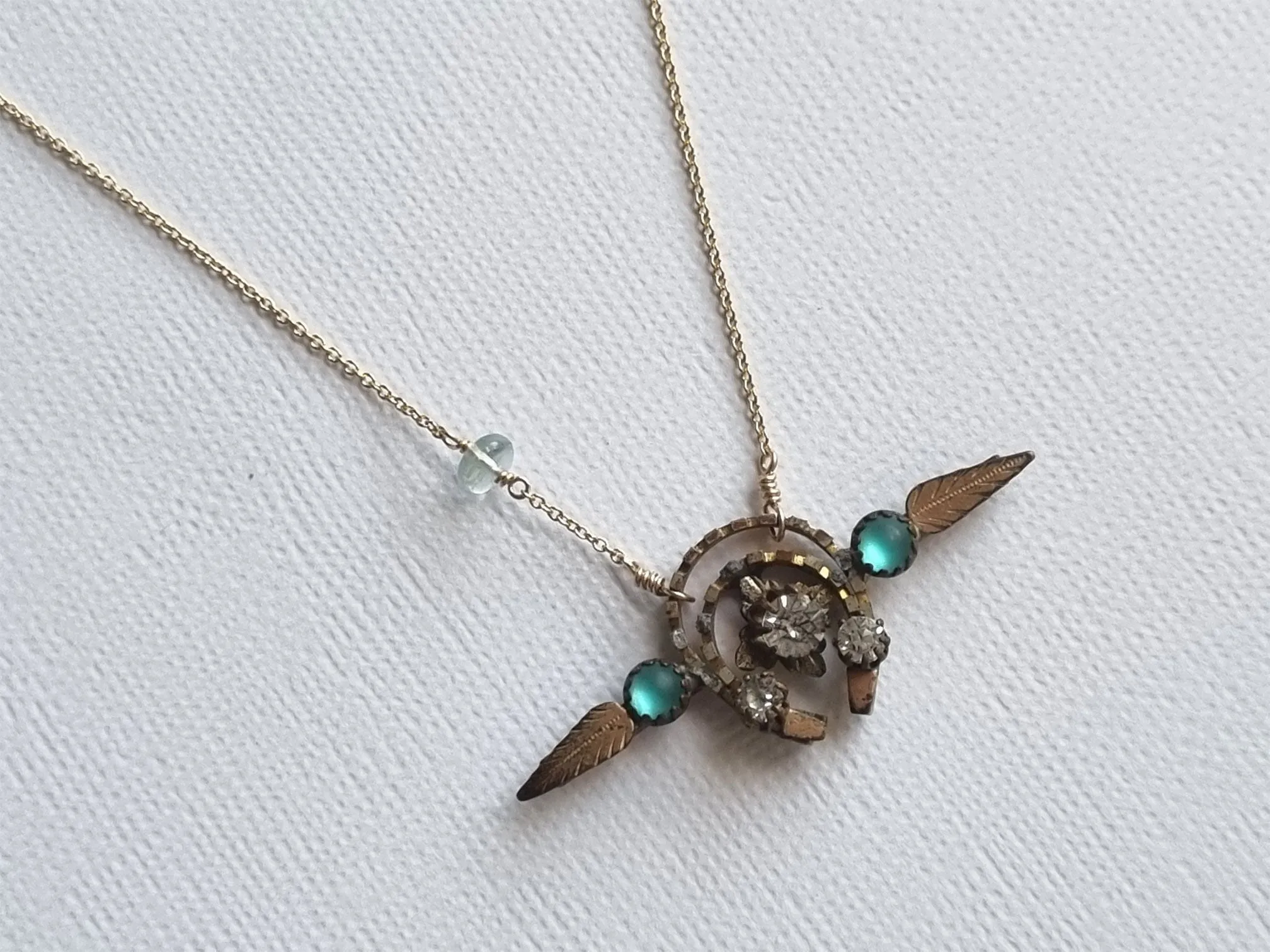 a wonder | antique blue paste brooch necklace