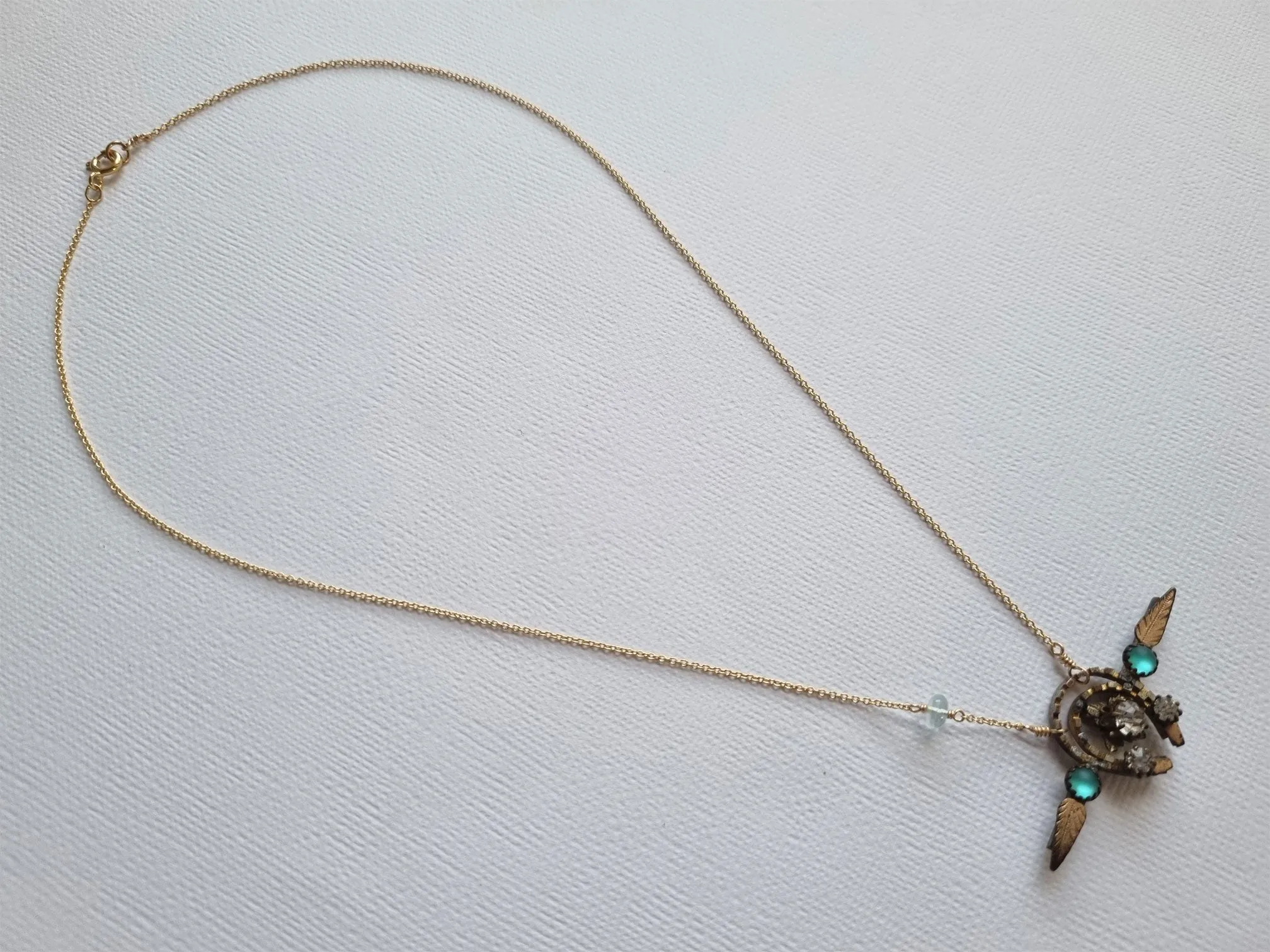 a wonder | antique blue paste brooch necklace