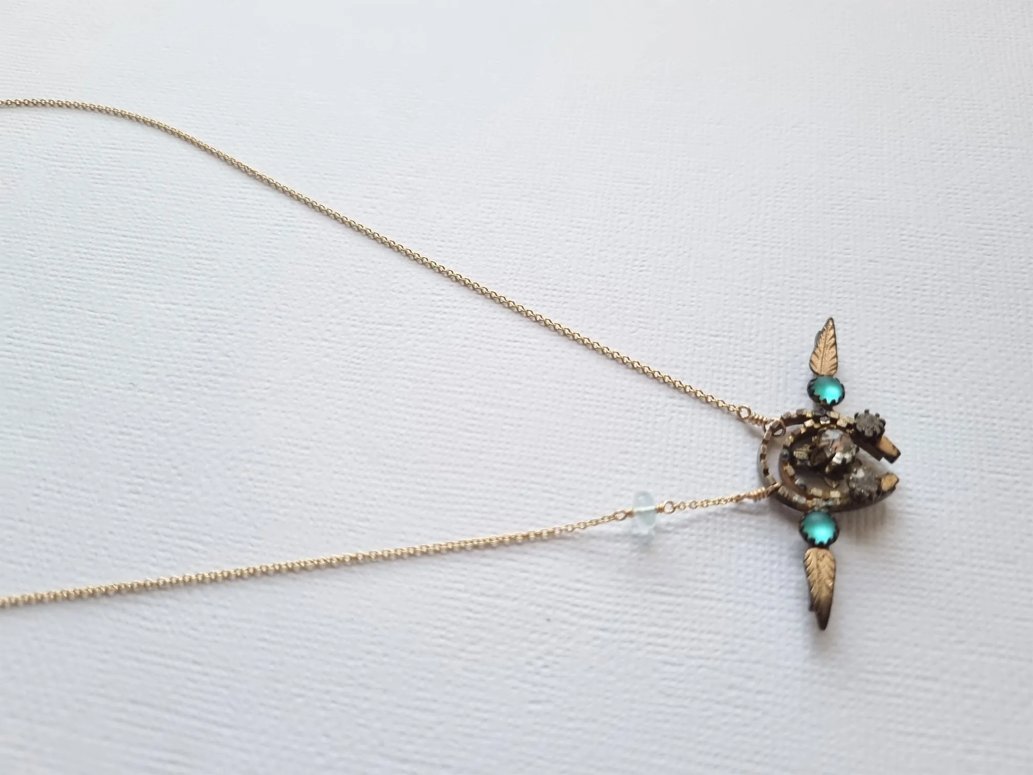 a wonder | antique blue paste brooch necklace