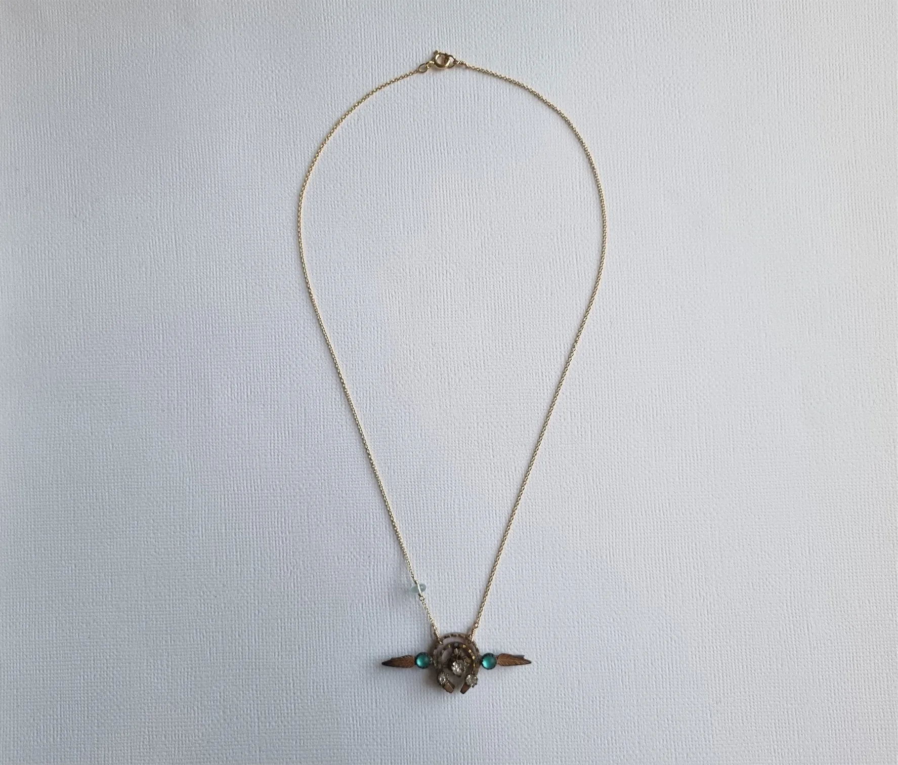 a wonder | antique blue paste brooch necklace