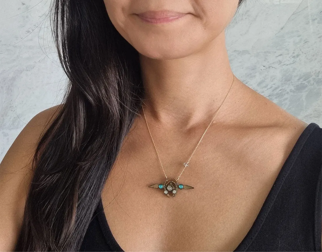 a wonder | antique blue paste brooch necklace