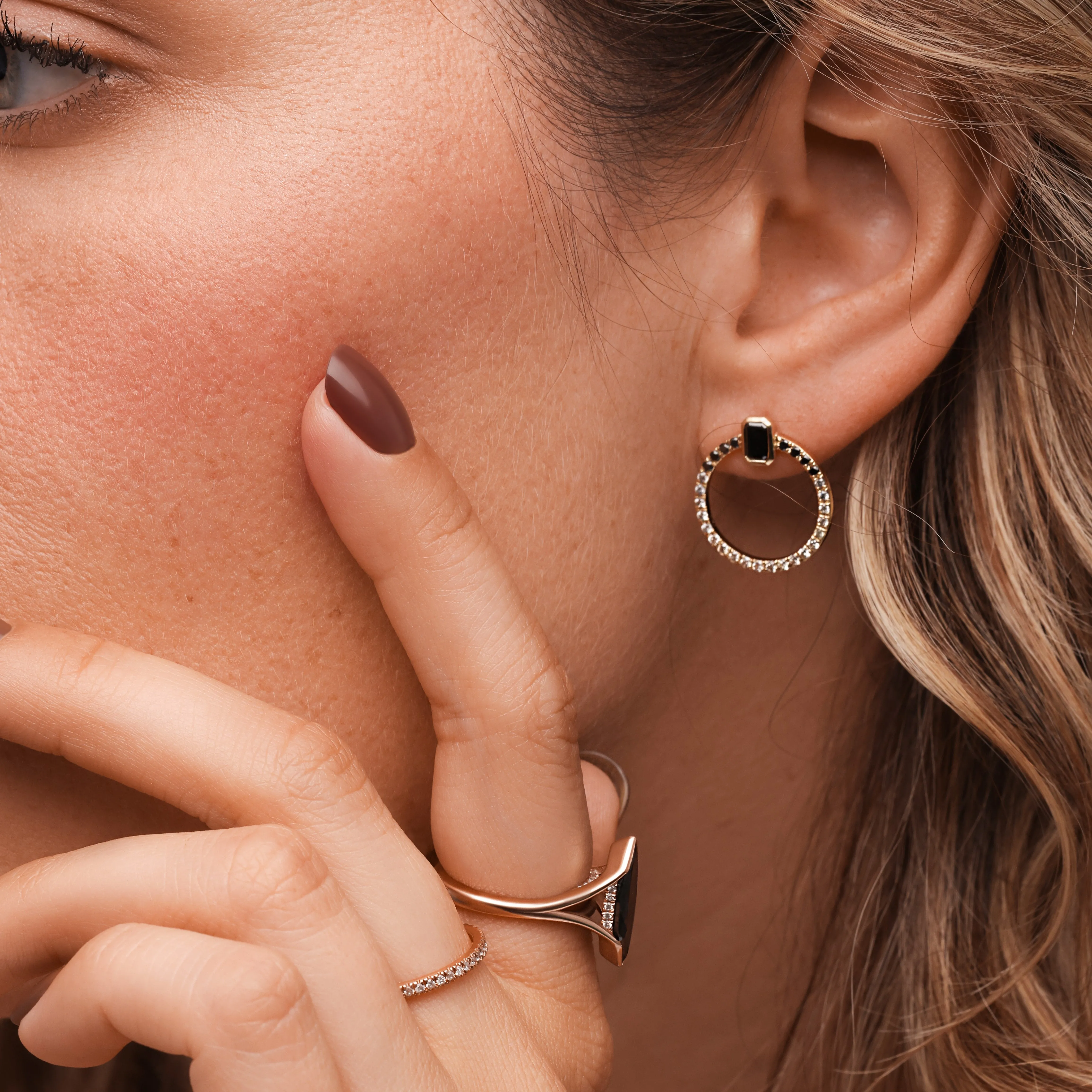 Accretion Disc - Black & White Diamonds Karma Single Earring