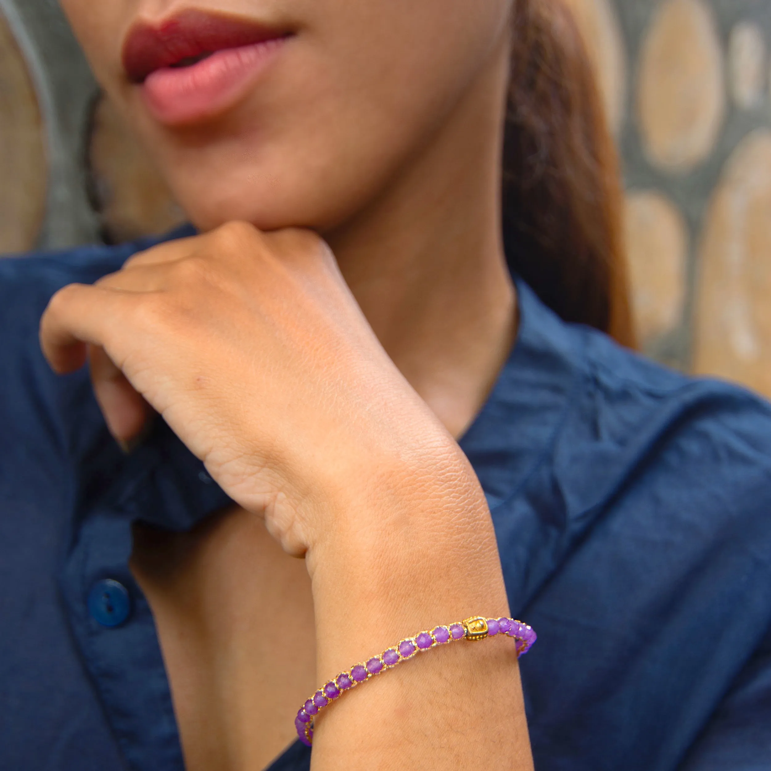 African Amethyst Bracelet | Gold