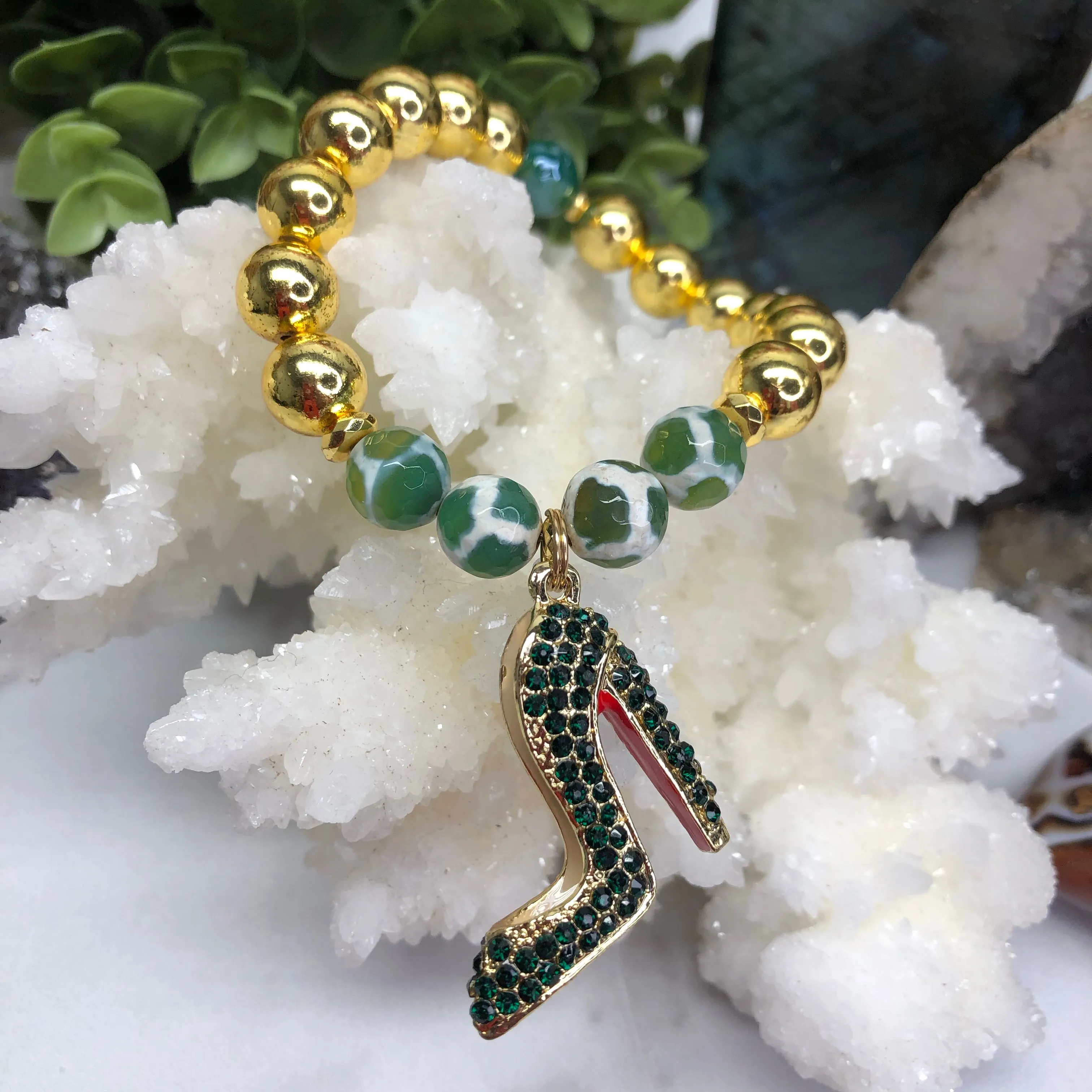 Agate and Hematite Bracelet-Emerald