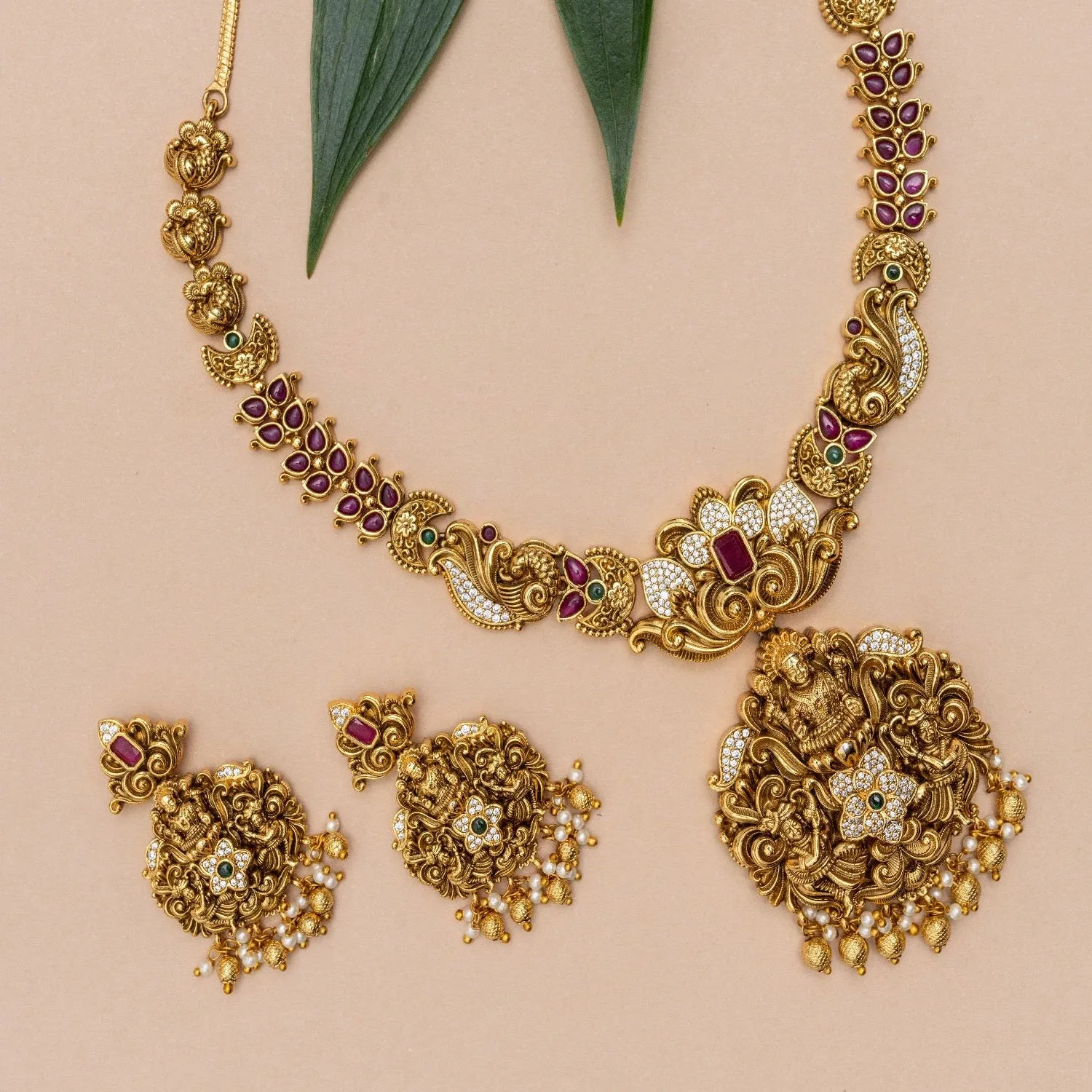 Akshara Antique Temple Necklace Set