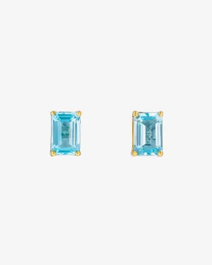 Amalfi Emerald Cut Blue Topaz Studs