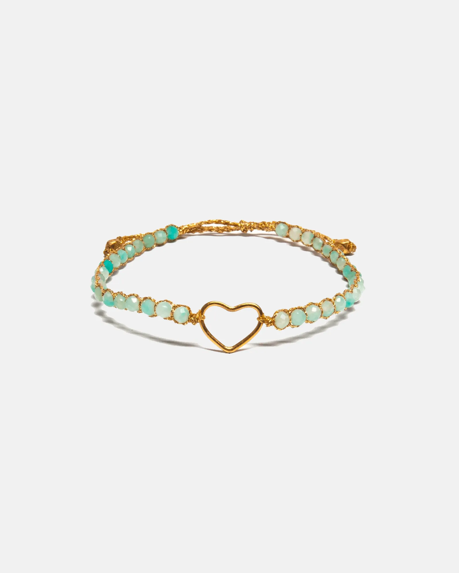 Amazonite From South Africa Heart Bracelet | Gold