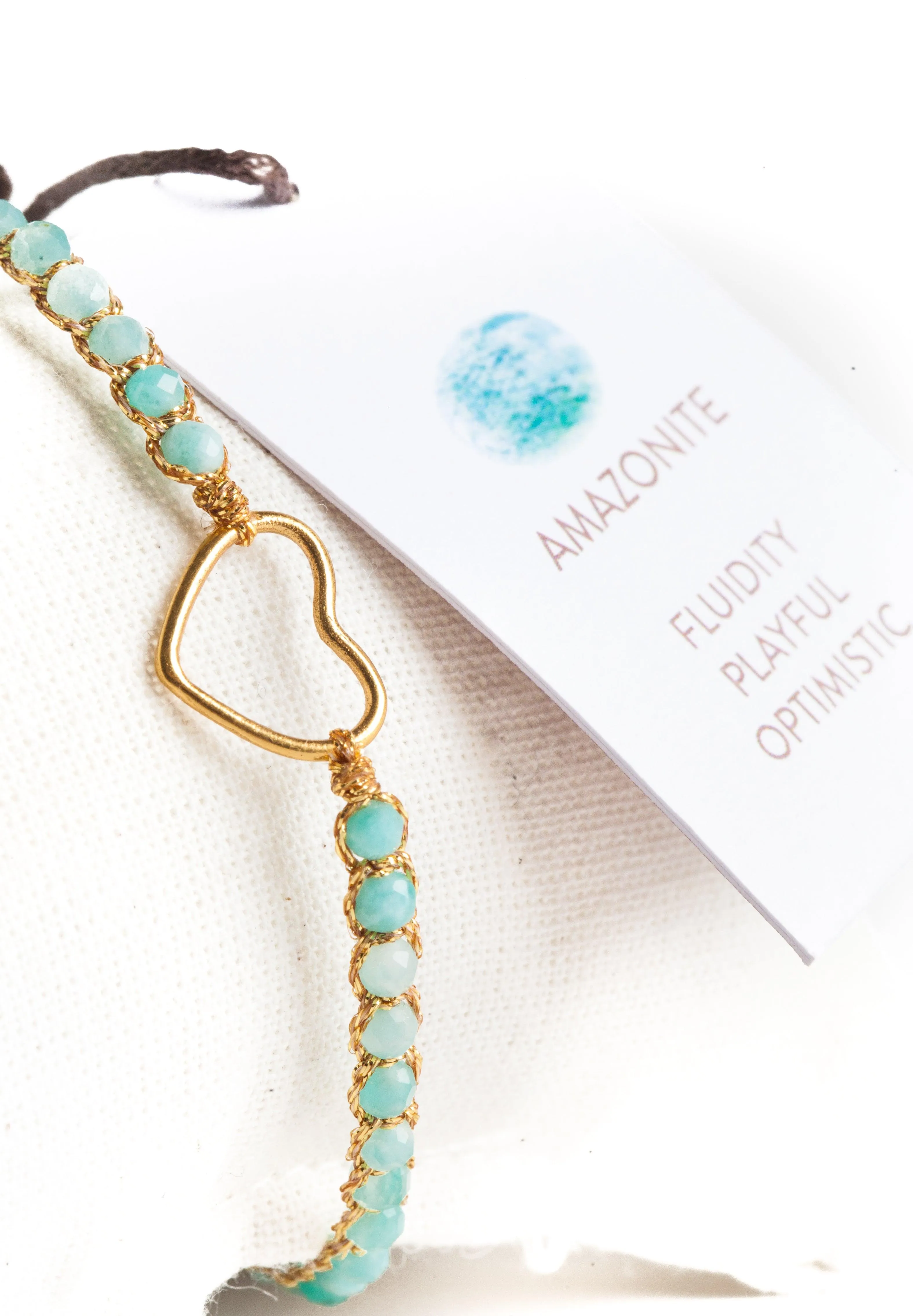 Amazonite From South Africa Heart Bracelet | Gold