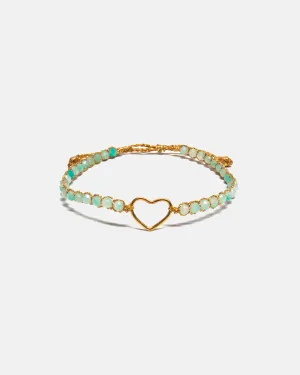 Amazonite From South Africa Heart Bracelet | Gold