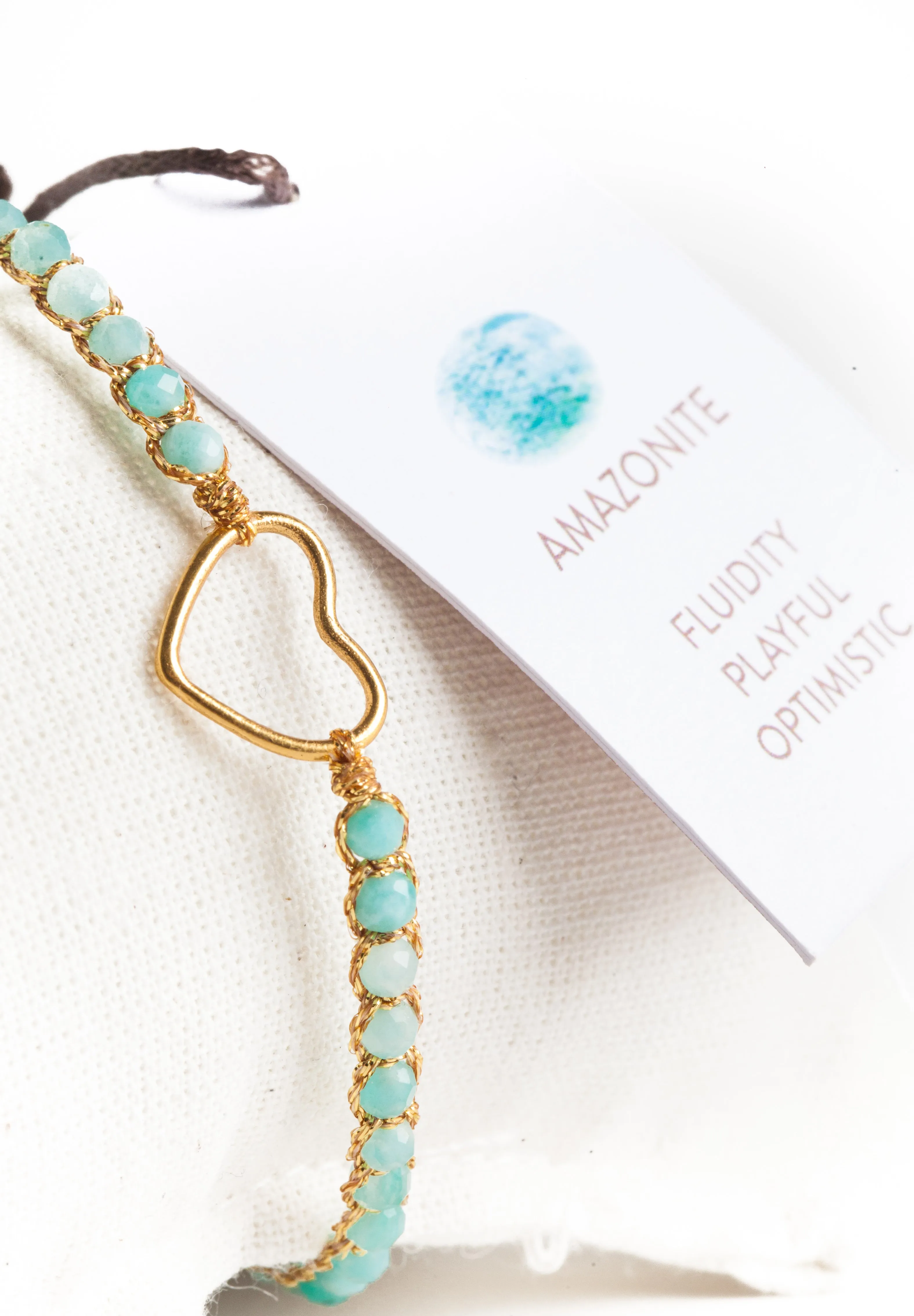 Amazonite Heart Bracelet | Gold