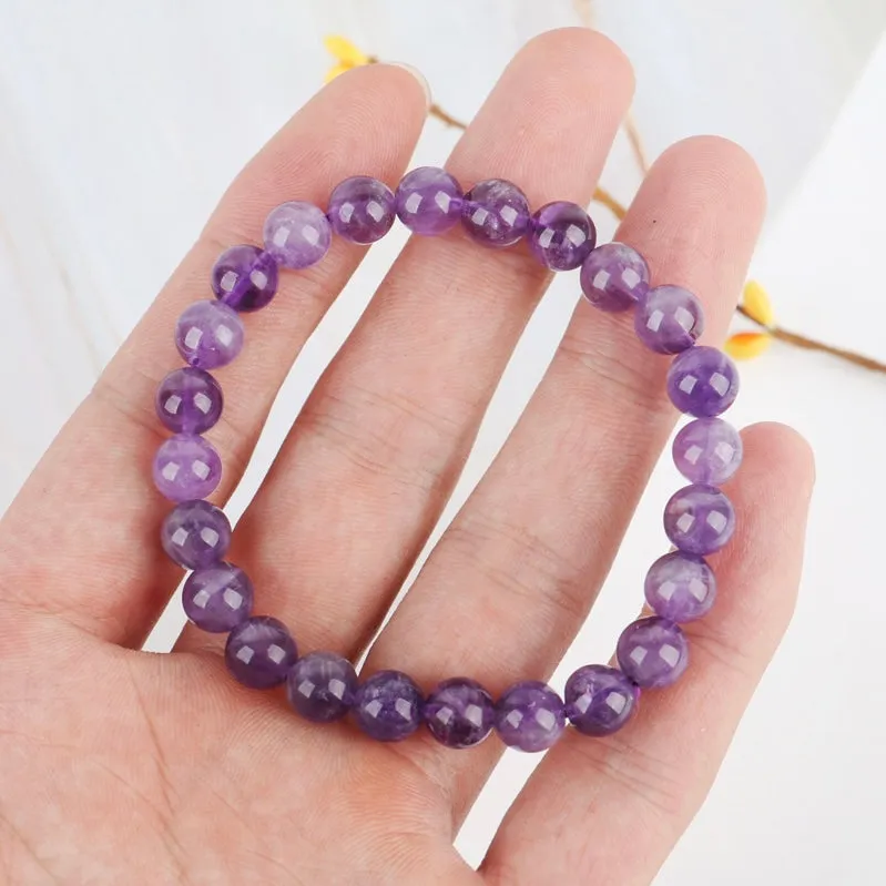 Amethyst Bracelet - 8mm Round