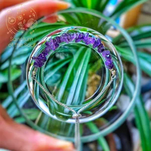 Amethyst Chip Silver Bracelet (Adjustable)
