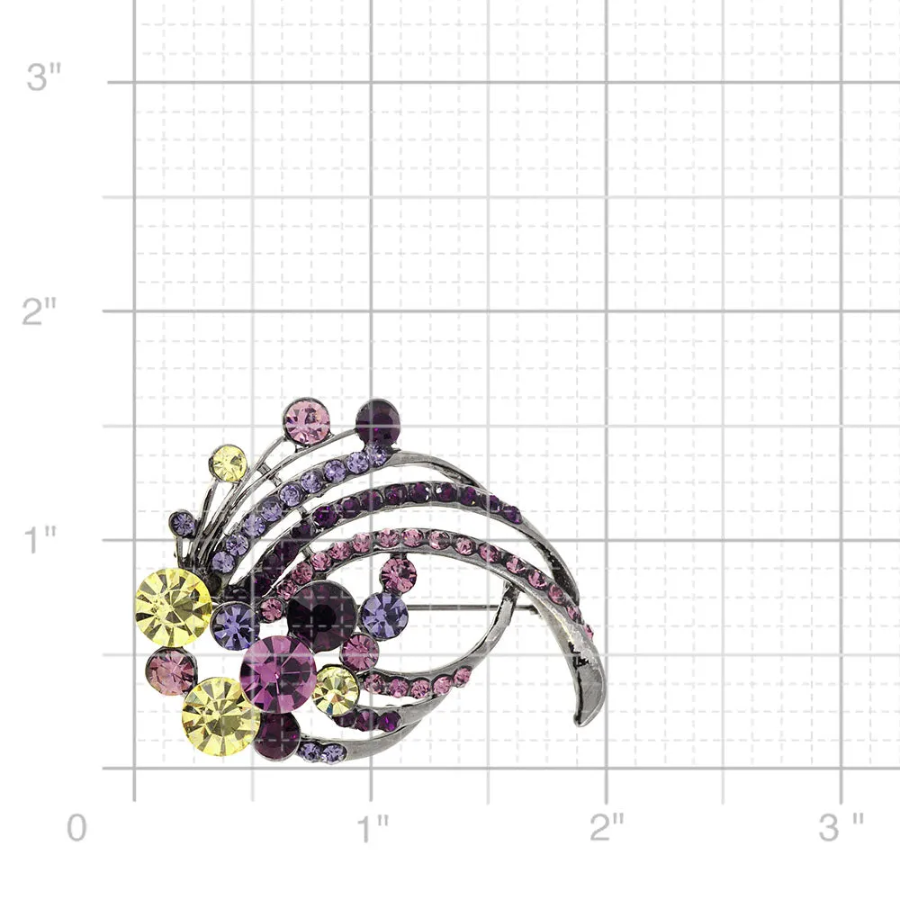 Amethyst Purple Abstract Crystal Brooch Pin