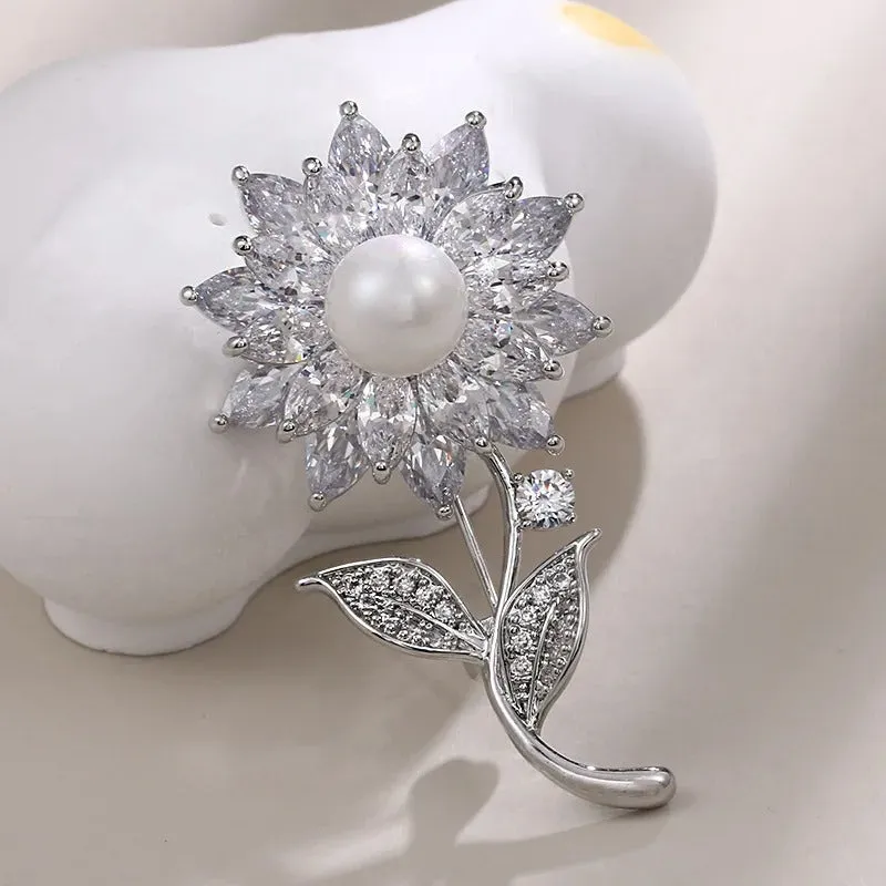 Analiese Crystal Flower Brooch