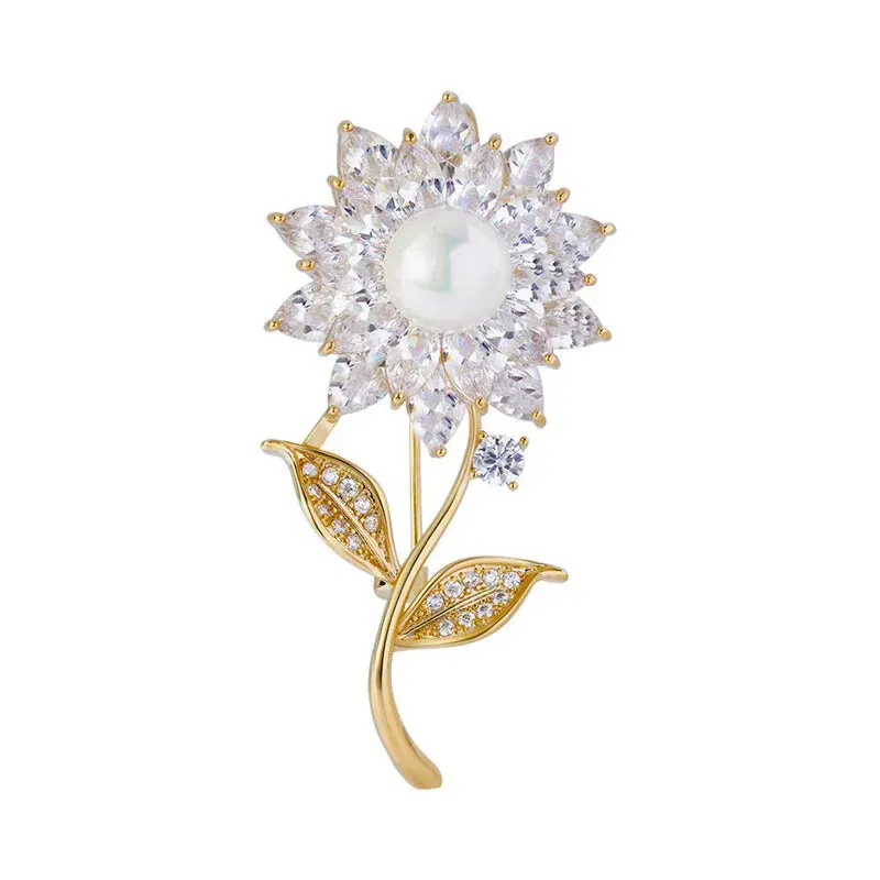 Analiese Crystal Flower Brooch