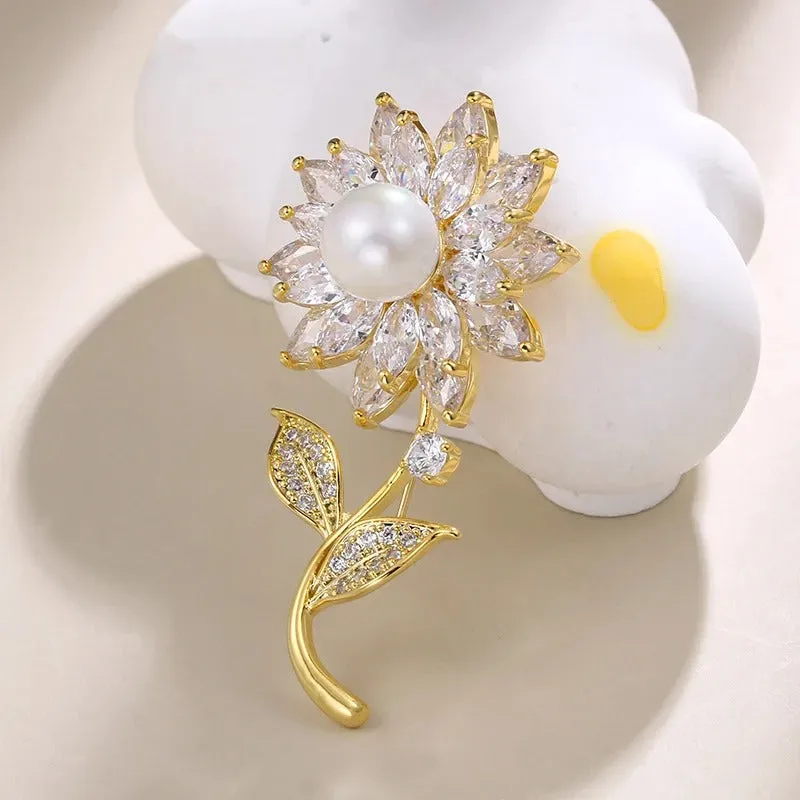 Analiese Crystal Flower Brooch