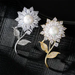 Analiese Crystal Flower Brooch