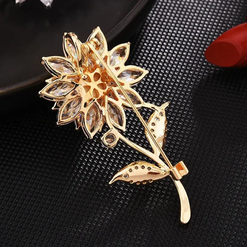 Analiese Crystal Flower Brooch