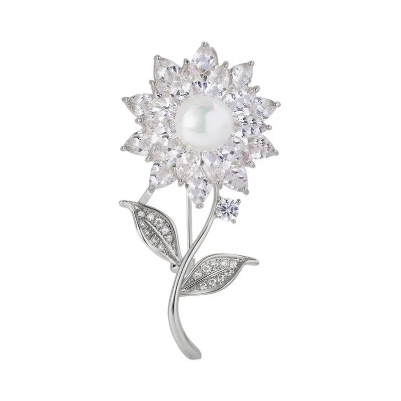 Analiese Crystal Flower Brooch